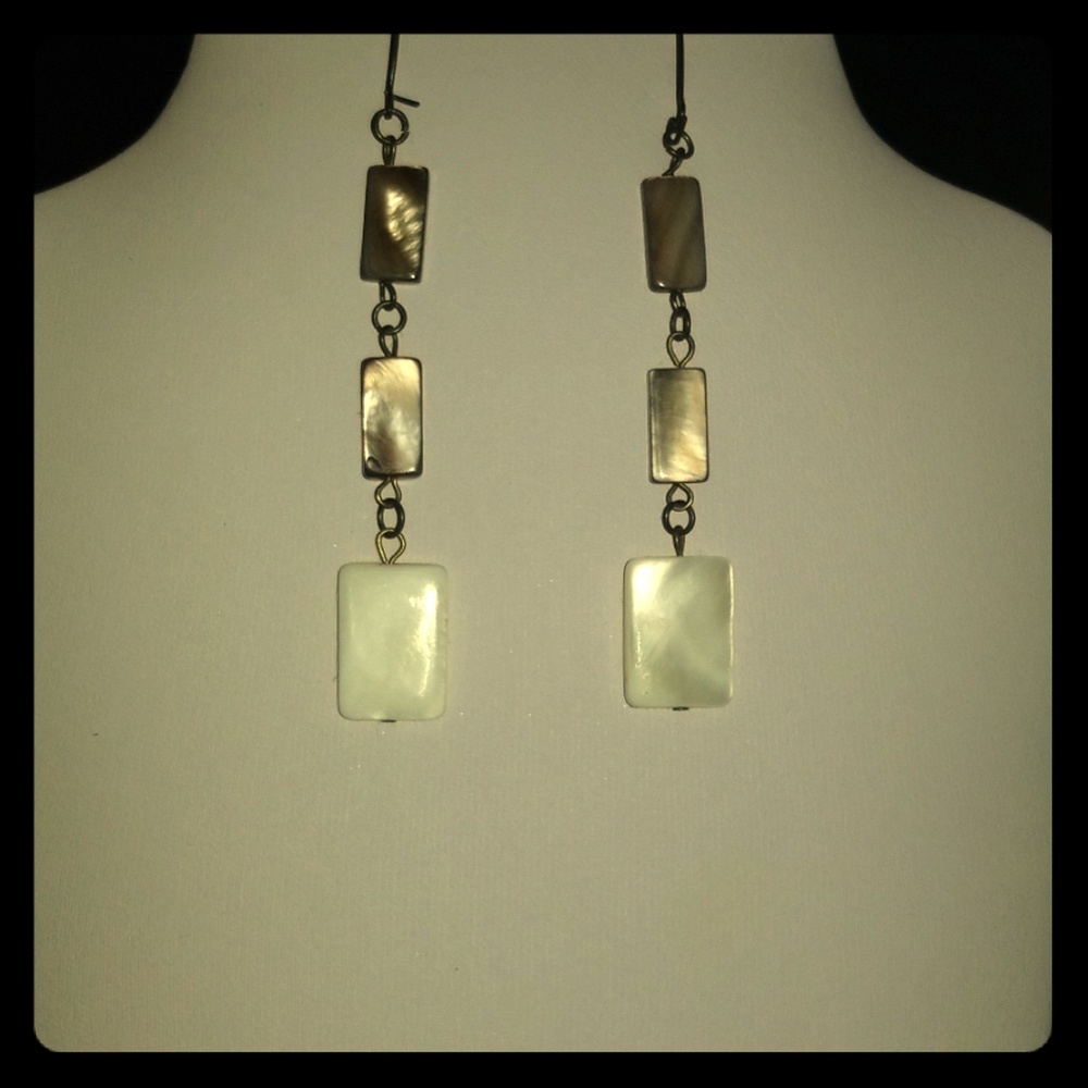 Beautiful Brown and White Pearl hanging Earrings
